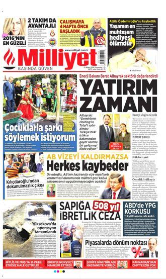 21 Nisan 2016 gazete manşetleri