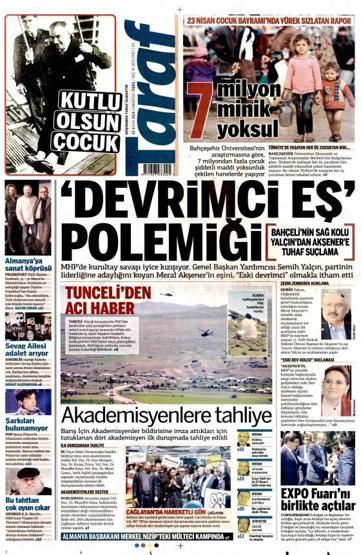 Gazete manşetleri (23.Nisan.2016)