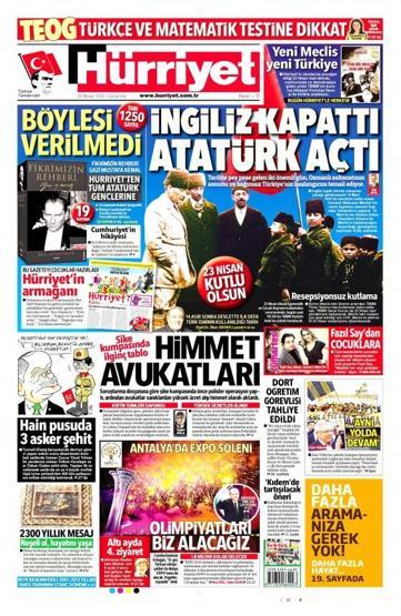 Gazete manşetleri (23.Nisan.2016)
