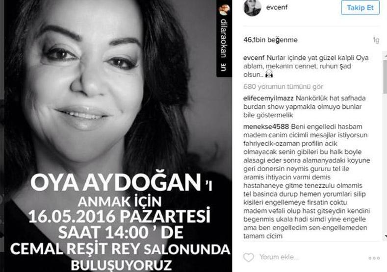 Fahriye Evcene Oya Aydoğan tepkisi
