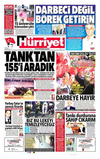25 Temmuz 2016 gazete manşetleri
