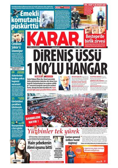 25 Temmuz 2016 gazete manşetleri