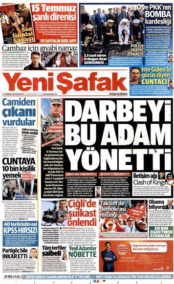 25 Temmuz 2016 gazete manşetleri