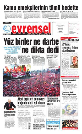 25 Temmuz 2016 gazete manşetleri