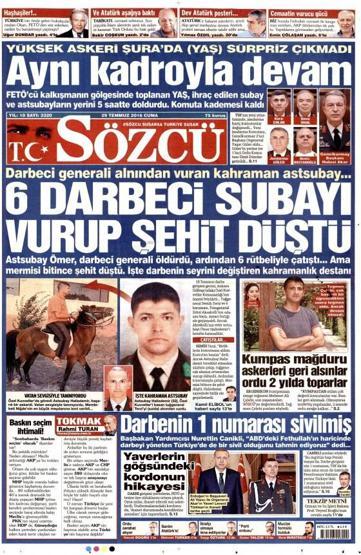 Gazete manşetleri (29.07.2016)