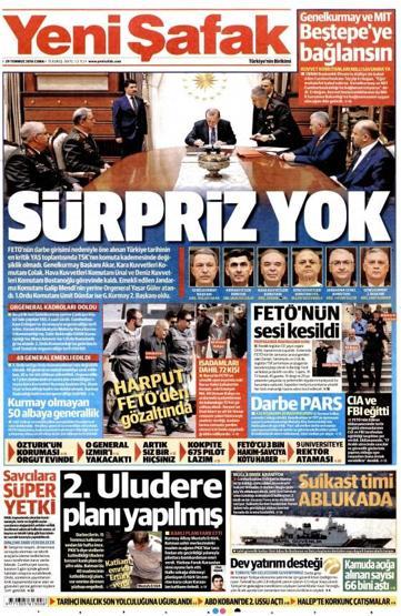 Gazete manşetleri (29.07.2016)