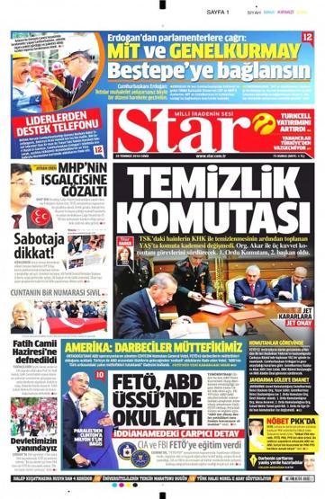 Gazete manşetleri (29.07.2016)