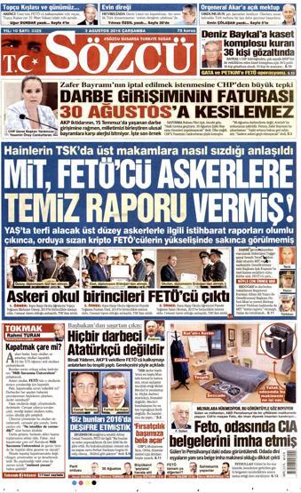 03 Ağustos 2016 gazete manşetleri
