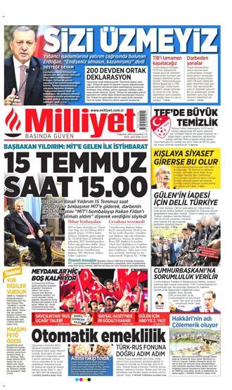 03 Ağustos 2016 gazete manşetleri