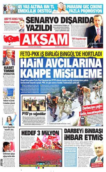 03 Ağustos 2016 gazete manşetleri