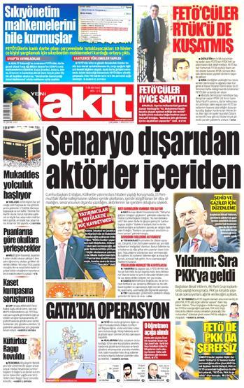 03 Ağustos 2016 gazete manşetleri