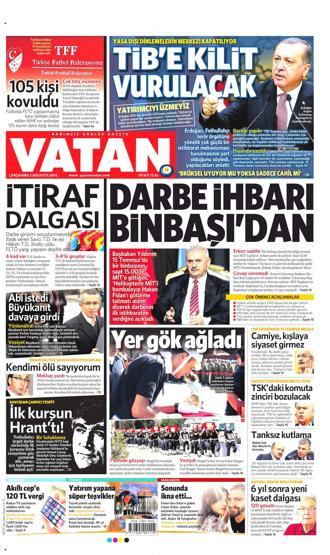 03 Ağustos 2016 gazete manşetleri