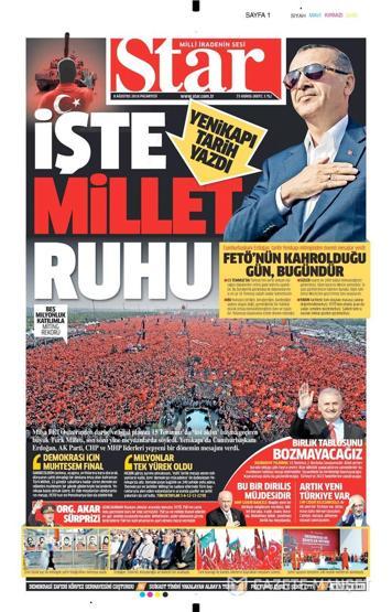 08 Ağustos 2016 gazete manşetleri