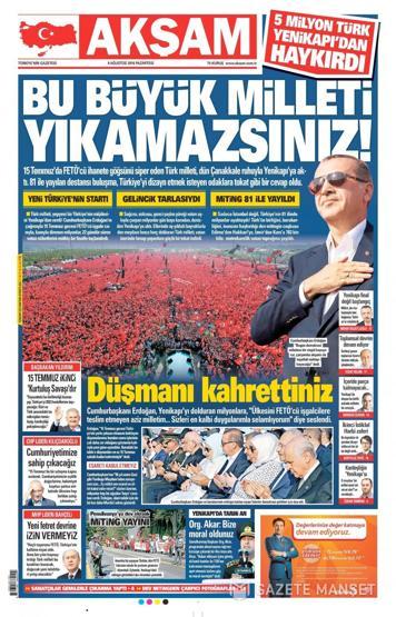 08 Ağustos 2016 gazete manşetleri