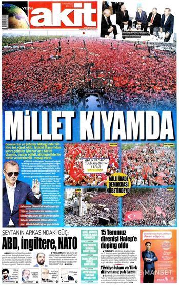 08 Ağustos 2016 gazete manşetleri