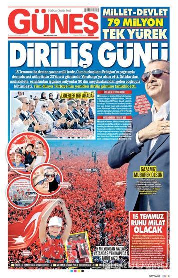 08 Ağustos 2016 gazete manşetleri