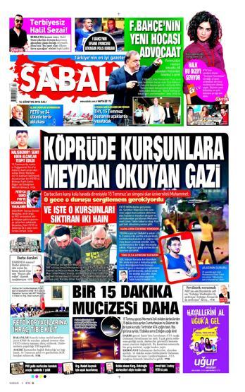16 Ağustos 2016 gazete manşetleri
