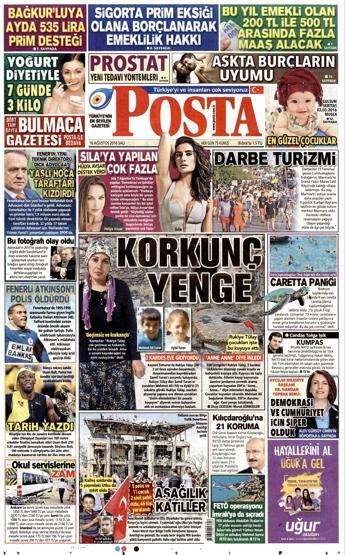 16 Ağustos 2016 gazete manşetleri