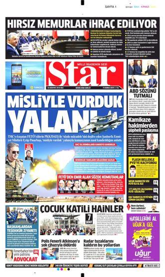 16 Ağustos 2016 gazete manşetleri