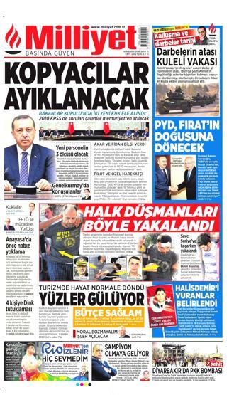 16 Ağustos 2016 gazete manşetleri