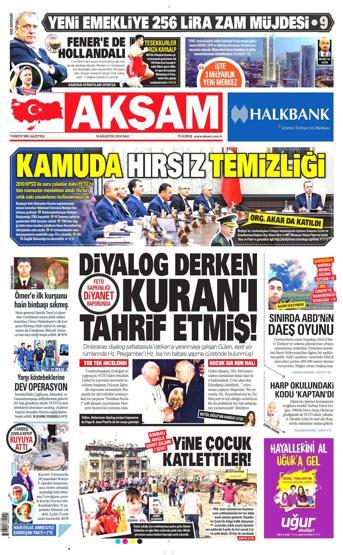 16 Ağustos 2016 gazete manşetleri