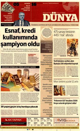 16 Ağustos 2016 gazete manşetleri