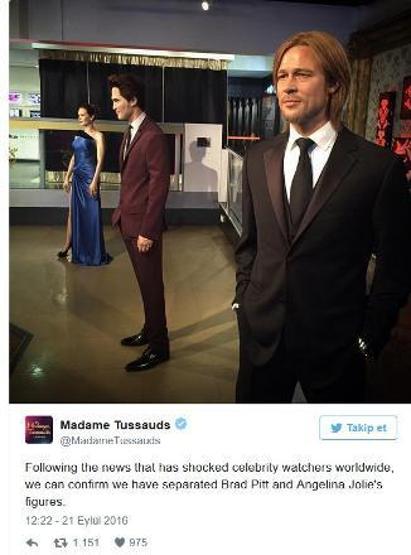 Madame Tussauds müzesi, Angelina Jolie-Brad Pitt çiftini ayırdı
