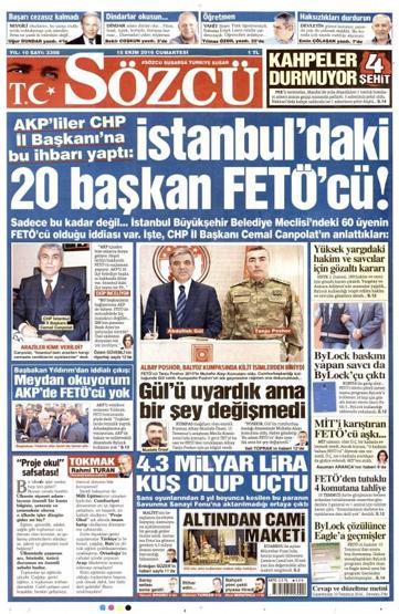 Gazete manşetleri (15.10.2016)