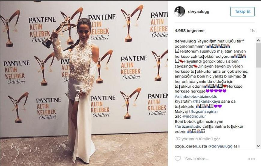 Sosyal medyada ünlülerin Pantene Altın Kelebek Ödülleri paylaşımları
