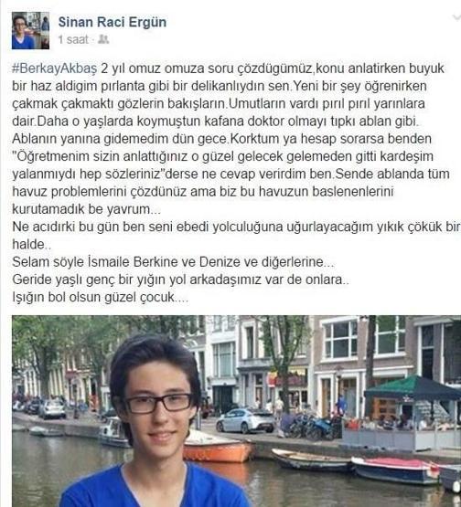 Öğretmeni Berkay Akbaşa böyle seslendi