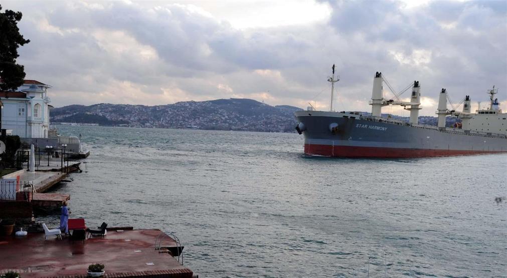 Yeniköyde gemi karaya oturdu