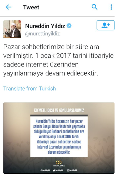 Cemaat sohbetleri iptal edildi