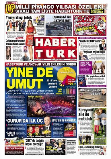 1 Ocak 2017 Yılın ilk günü gazetelerin manşetleri