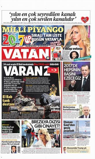1 Ocak 2017 Yılın ilk günü gazetelerin manşetleri