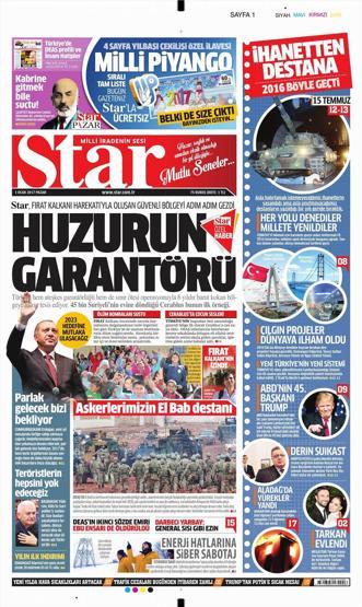 1 Ocak 2017 Yılın ilk günü gazetelerin manşetleri