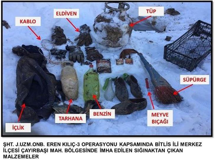 Bitliste PKK sığınakları imha edildi