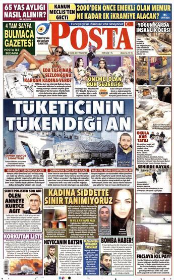9 Ocak 2016 Gazete manşetleri