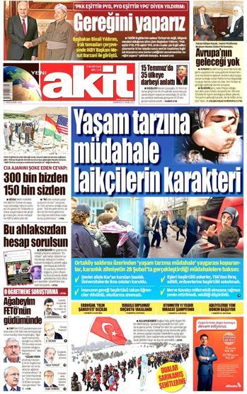 9 Ocak 2016 Gazete manşetleri