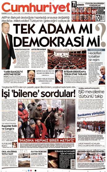 9 Ocak 2016 Gazete manşetleri