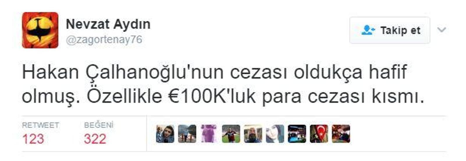 Hakan Çalhanoğlunun ceza almasına verilen tepkiler