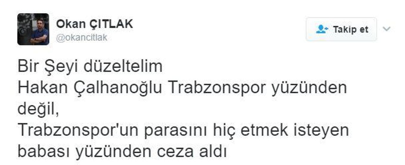 Hakan Çalhanoğlunun ceza almasına verilen tepkiler