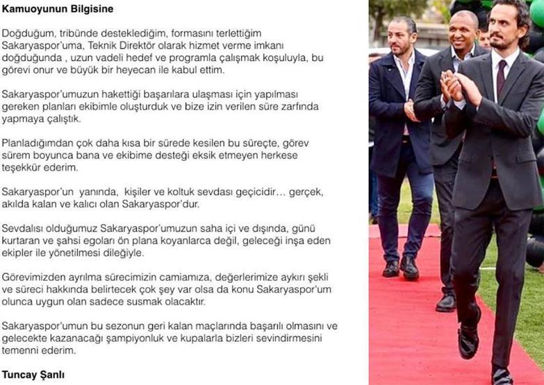 Tuncay Şanlıdan açıklama geldi