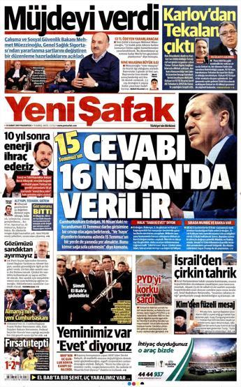 13 Şubat 2017 - Gazete manşetleri
