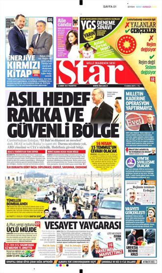 13 Şubat 2017 - Gazete manşetleri