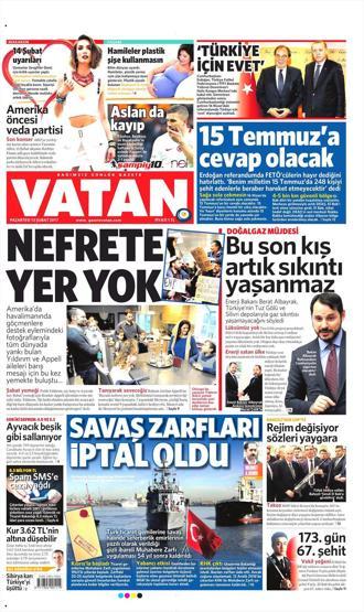 13 Şubat 2017 - Gazete manşetleri