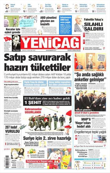 13 Şubat 2017 - Gazete manşetleri
