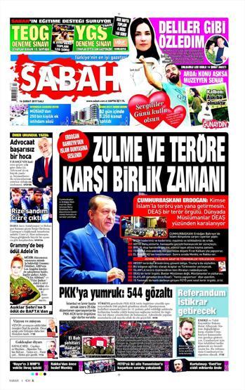 14 Şubat 2017 - Gazete manşetleri