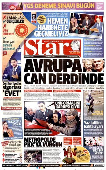 14 Şubat 2017 - Gazete manşetleri