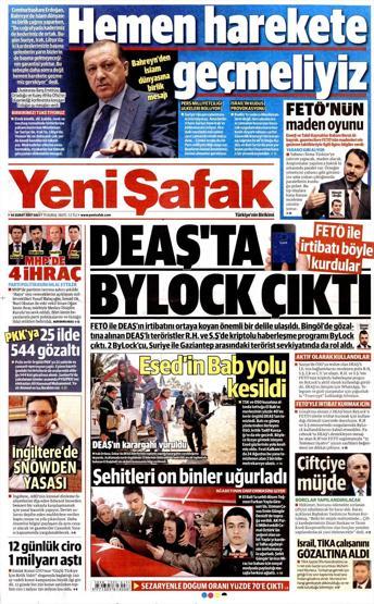 14 Şubat 2017 - Gazete manşetleri