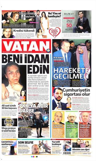 14 Şubat 2017 - Gazete manşetleri